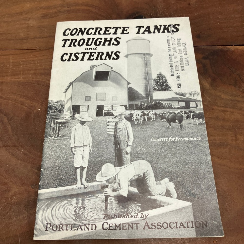 Concrete Tanks Troughs Cisterns Portland Cement Farm Manual Vintage
